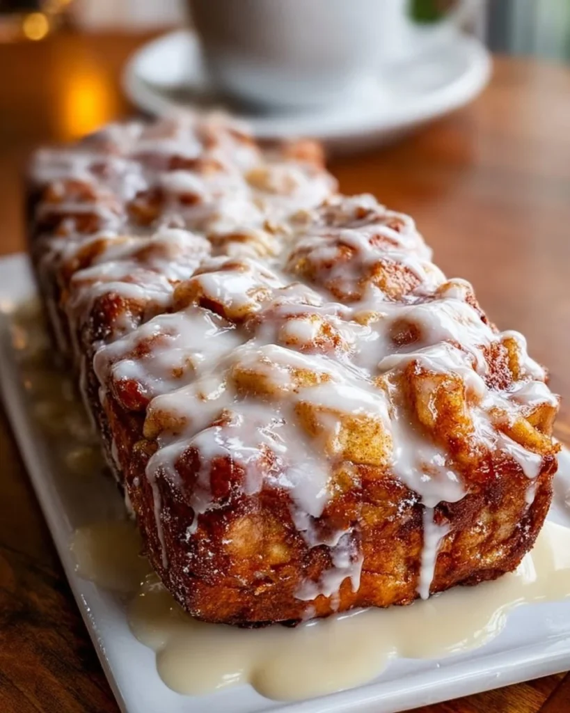 Homemade Amish apple fritter bread with a cinnamon glaze