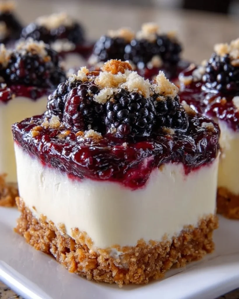 A delectable Blackberry Pretzel Dessert featuring creamy filling and crunchy pretzel crust