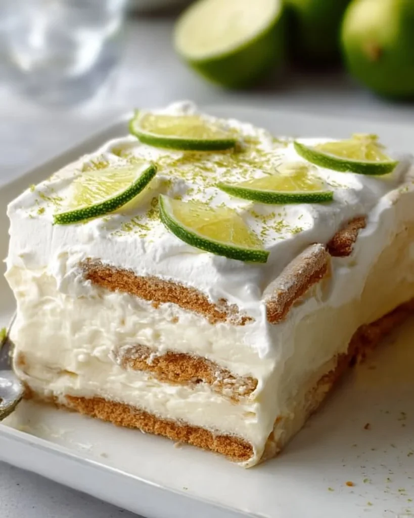 Delicious Lime Icebox Cake, a no-bake dessert with creamy and zesty lime layers.