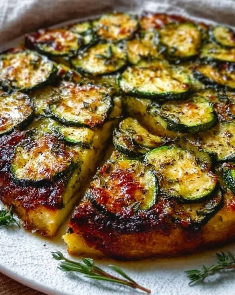 Italian zucchini frittata with fresh herbs and cheese, a delicious dish.