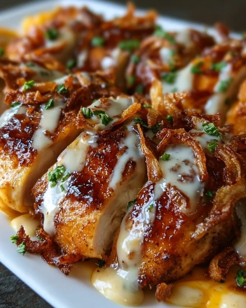 Delicious plate of Mississippi Mud Chicken with savory toppings and sides