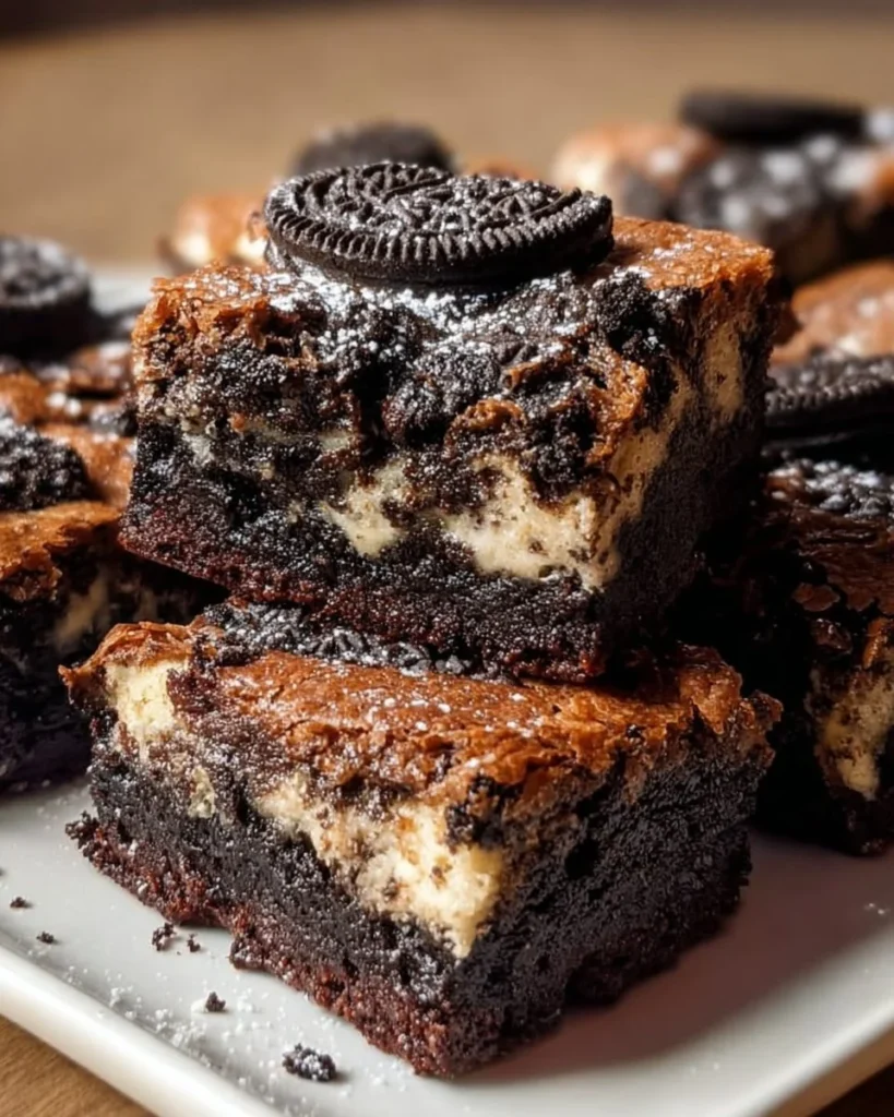 Delicious Oreo Brookies Bars with brownie and cookie layers