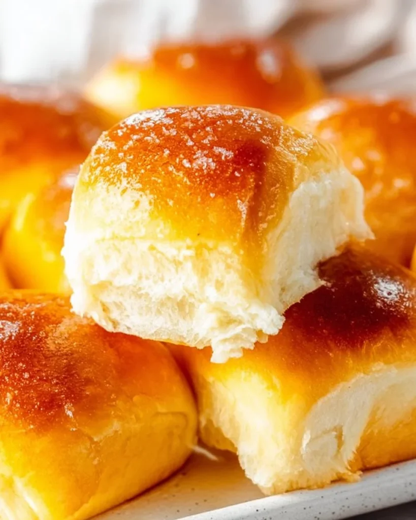 Homemade Parker House Rolls served warm on a rustic table.