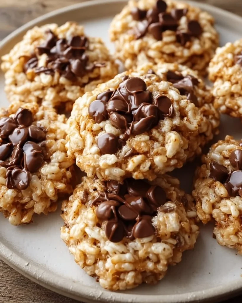 Delicious Rice Krispie Chocolate Chip Cookies on a plate