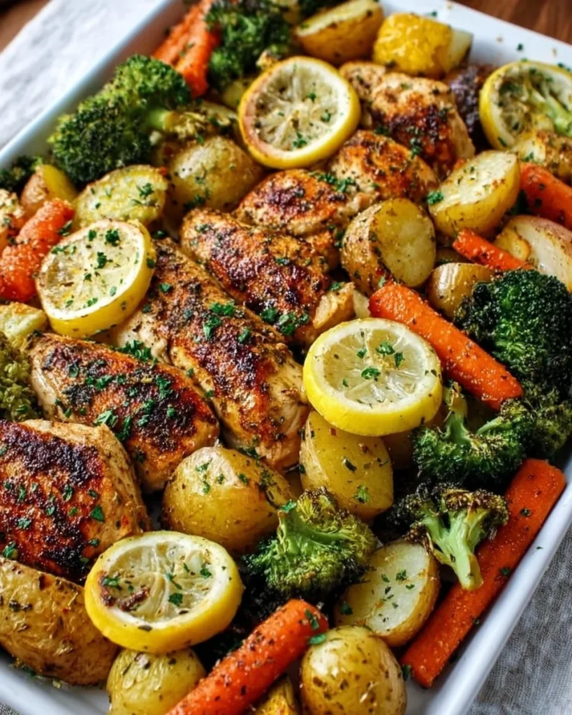 Sheet pan lemon herb chicken with vibrant vegetables for a healthy meal