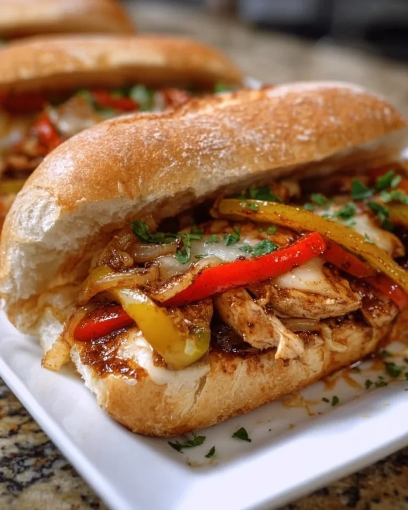 Delicious slow-cooked chicken sandwiches served with fresh ingredients.
