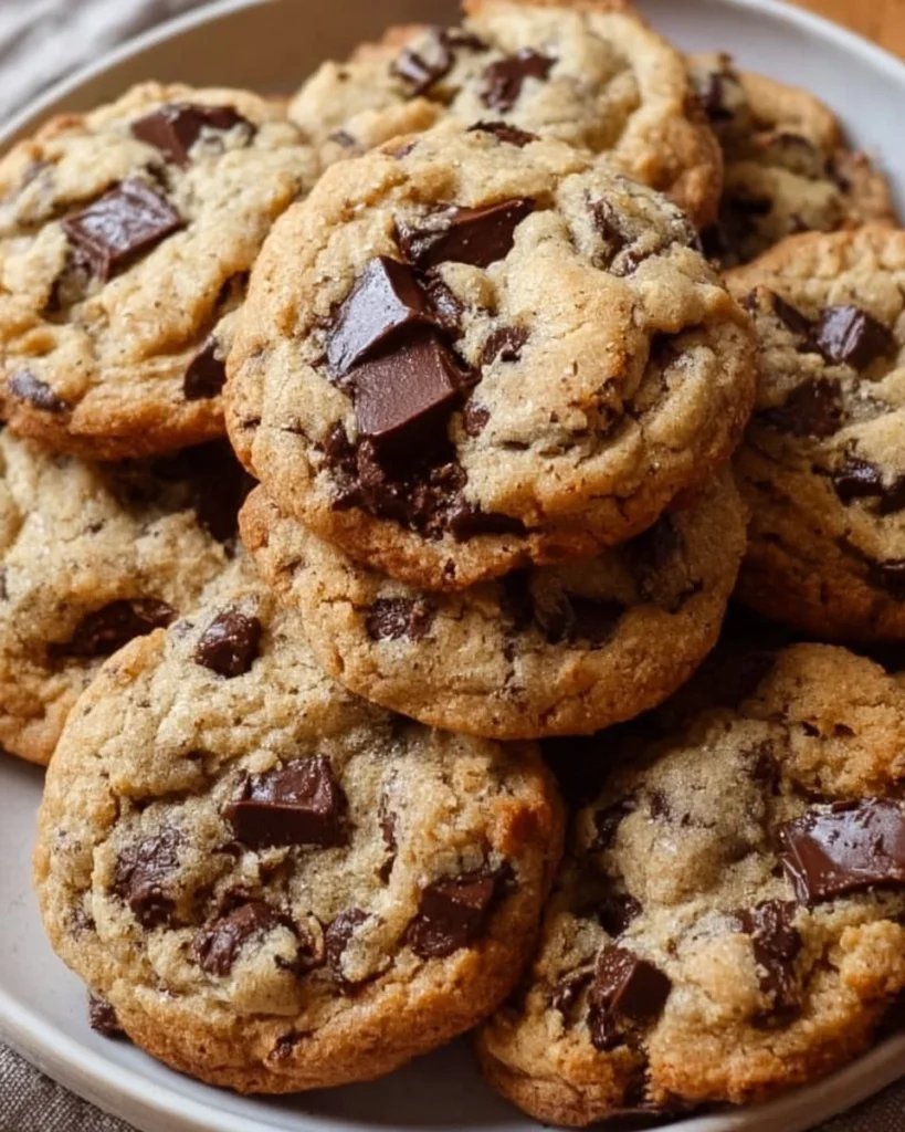 Freshly baked sourdough chocolate chip cookies on a cooling rack