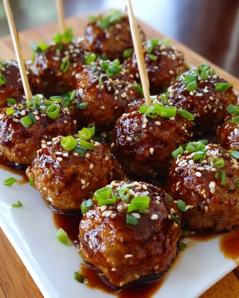 Delicious teriyaki meatballs served with a savory glaze