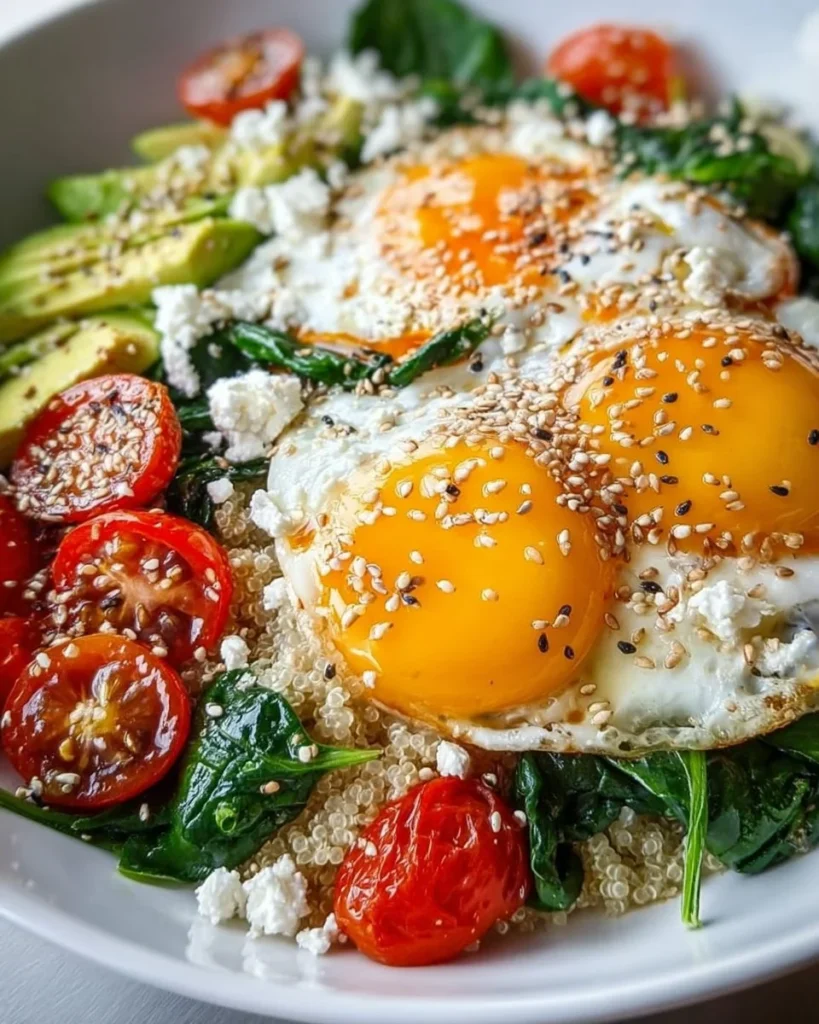 Healthy Breakfast Bowl with Egg, Spinach, and Feta
