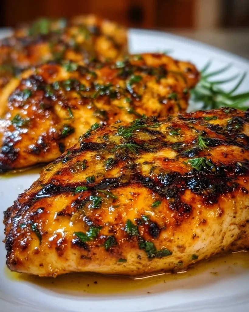 Easy grilled honey mustard chicken on a plate