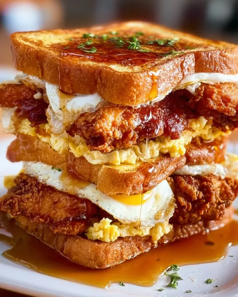 Fried chicken sandwich with French toast for a unique flavor combination
