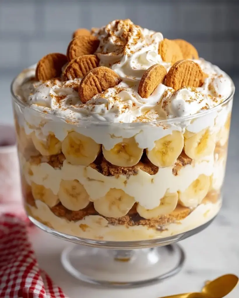 Delicious Nutter Butter Trifle with creamy layers and crunchy cookie topping