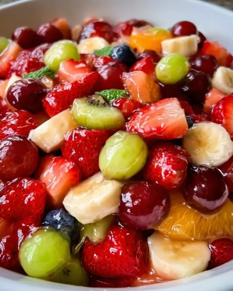 Old fashioned fruit salad with a mix of fresh fruits in a bowl