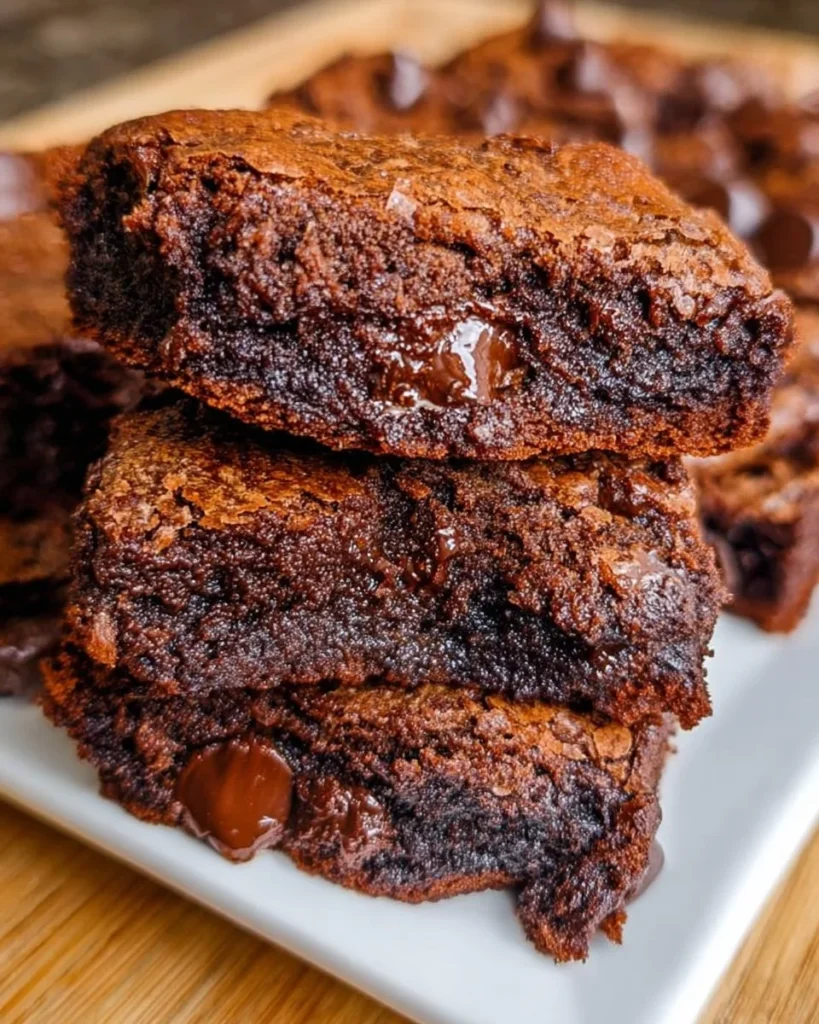 Delicious One Bowl Brownies ready to be served, rich chocolate dessert.
