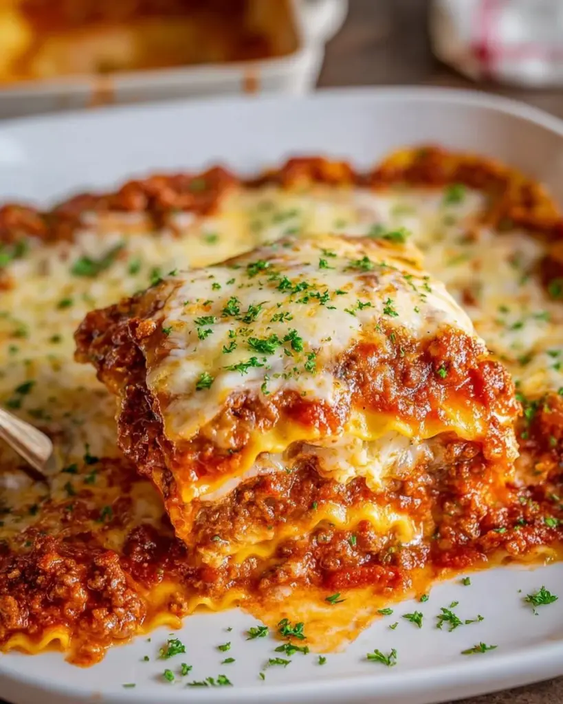 Delicious homemade ravioli lasagna baked to perfection