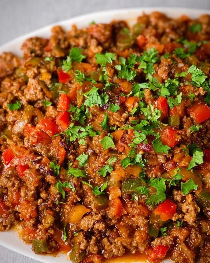 Delicious seasoned ground beef for tacos served in a tortilla