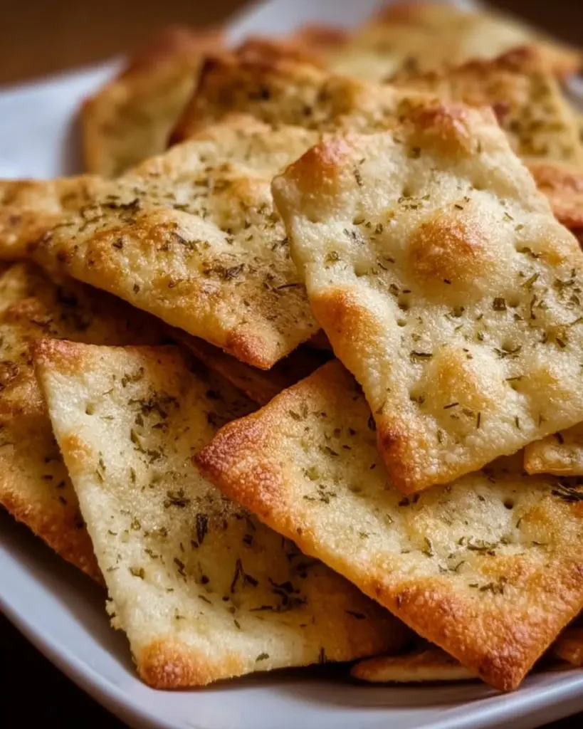 Homemade sourdough crackers made from sourdough discard.
