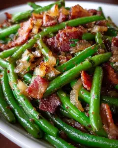 Southern Bacon and Green Beans dish with smoky flavor and fresh veggies