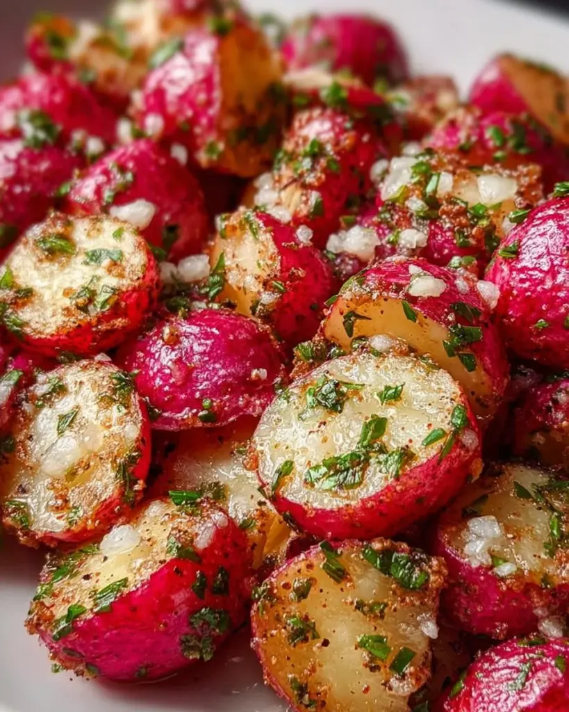 Crispy air fried radishes served as a healthy snack