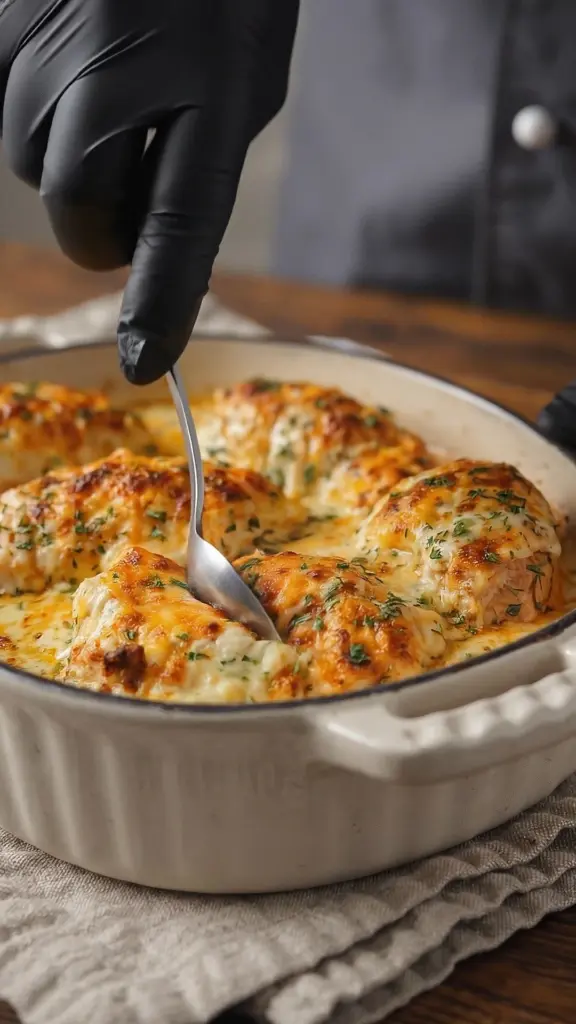 Delicious baked cream cheese chicken dish with herbs and spices