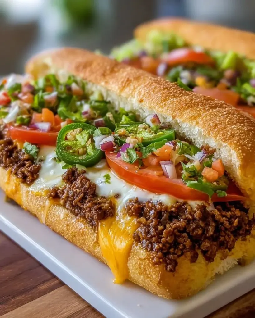 Delicious Mexican Chopped Cheese Sandwich with fresh ingredients and spices