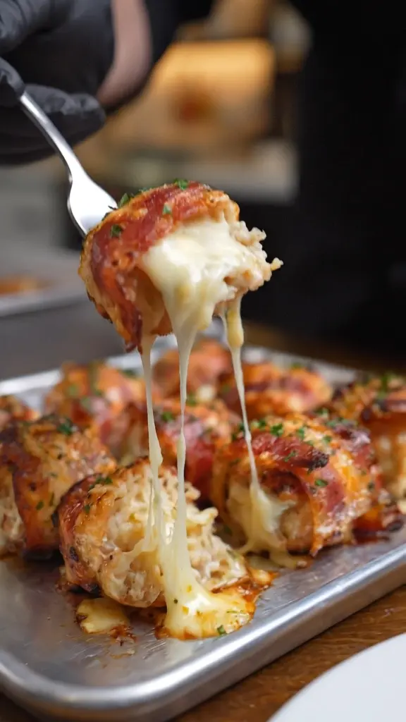 Delicious Turkey Bacon Cheese Bombs ready to serve as a savory snack.