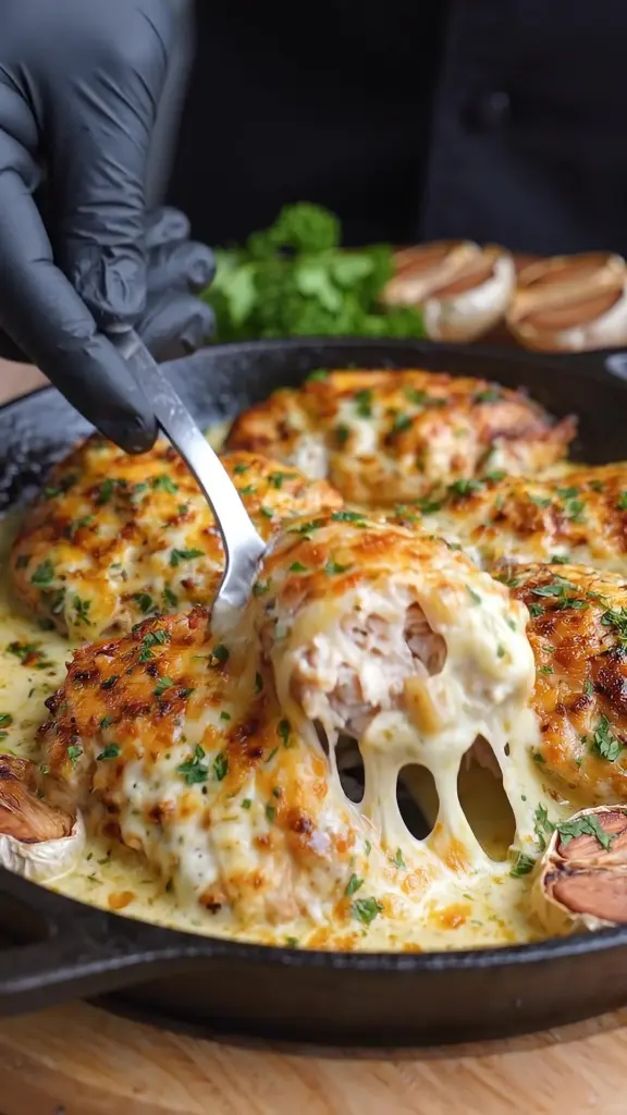Ultimate Cheesy Sour Cream Chicken dish served on a plate