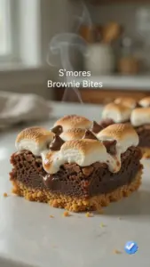 Delicious S'mores Brownie Bites topped with marshmallows and chocolate