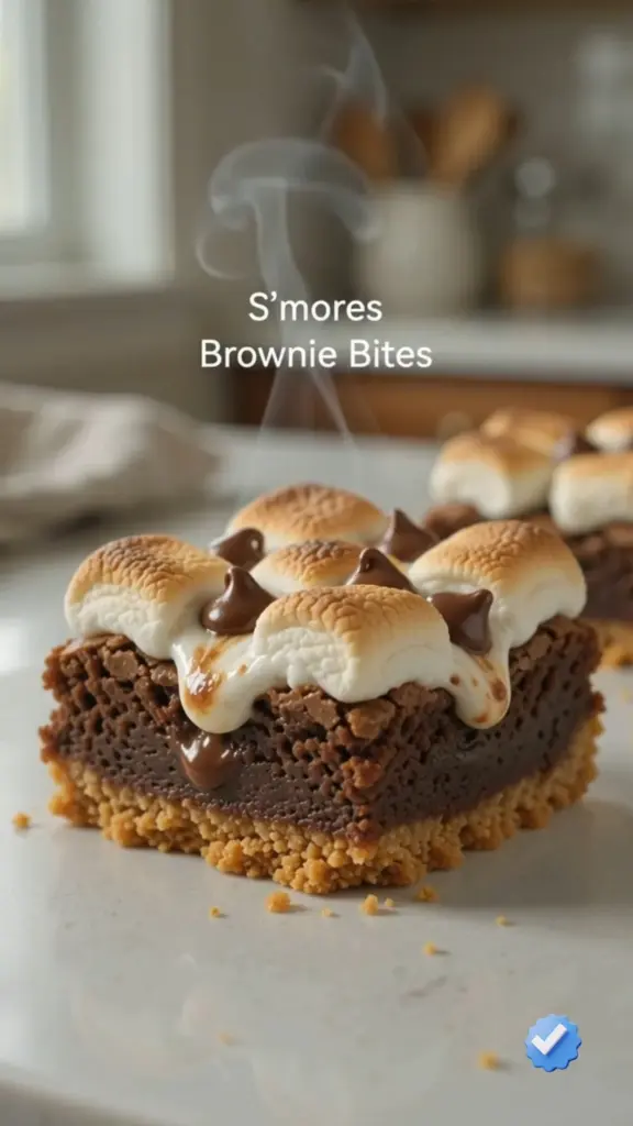 Delicious S'mores Brownie Bites topped with marshmallows and chocolate