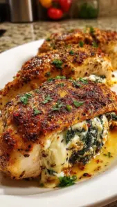 Delicious stuffed chicken breasts filled with cheese and herbs