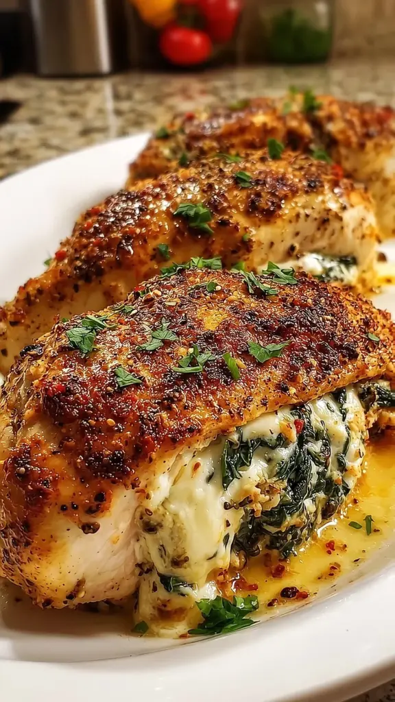 Delicious stuffed chicken breasts filled with cheese and herbs