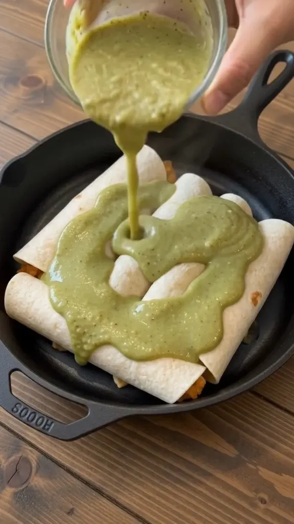 Delicious plate of Authentic Swiss Enchiladas garnished with fresh ingredients