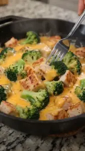 Low Carb Chicken Broccoli Skillet dish with chicken and broccoli