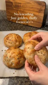 Single-Serve No-Knead Focaccia bread with herbs and olive oil