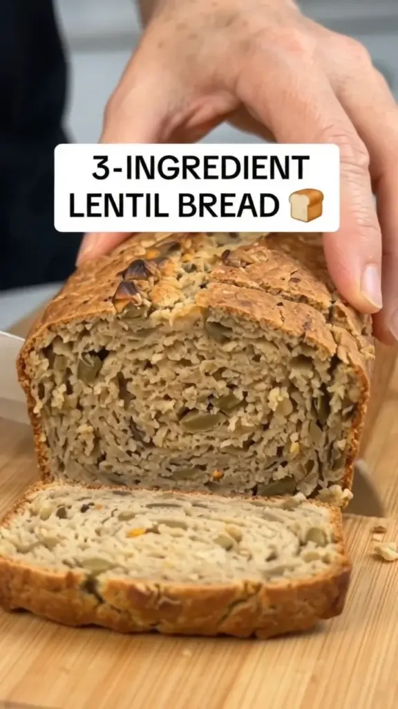 Simple 3-ingredient lentil bread baked to perfection