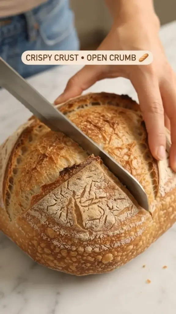 Easy rustic sourdough loaf baked to golden perfection